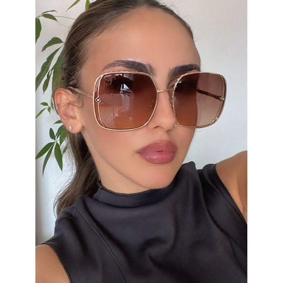 NEW Chopard SCHG33S Gold Brown Square Sunglasses $1400 - Picture 1 of 9